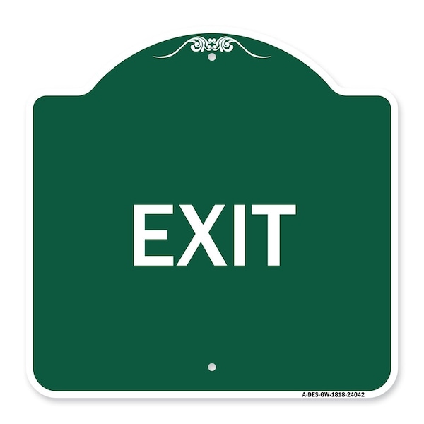 Designer Series Sign-Exit 1, Green & White Aluminum Architectural Sign, 18" H, 18" L, GW-1818-24042
